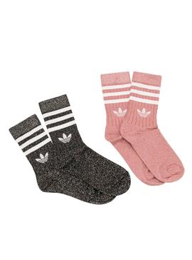 Socken Adidas Glitter Full Pinke und Schwarz Mädchen