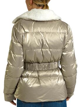 Jacke Naf Naf Metallisiert Golden für Damen