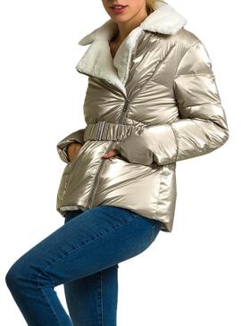 Jacke Naf Naf Metallisiert Golden für Damen