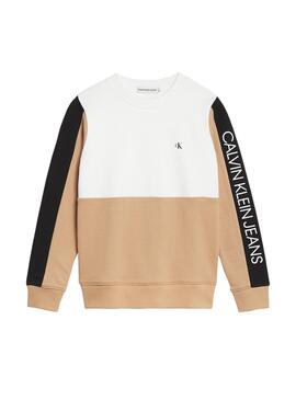 Sweatshirt Calvin Klein Farbe Block Beige für Junge