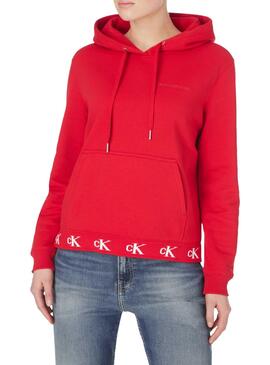 Sweatshirt Calvin Klein Logo Trim Rot für Damen