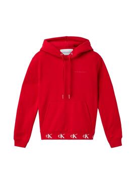 Sweatshirt Calvin Klein Logo Trim Rot für Damen