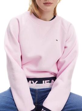 Sweatshirt Tommy Jeans Branded Hem Rosa für Damen