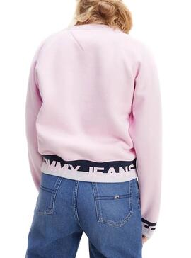 Sweatshirt Tommy Jeans Branded Hem Rosa für Damen