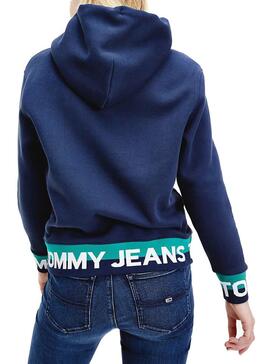 Sweatshirt Tommy Jeans Branded Hem Marineblau für Damen