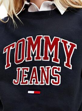 Sweatshirt Tommy Jeans Collegiate Schwarz für Damen