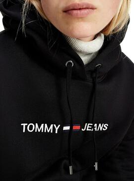 Sweatshirt Tommy Jeans Lineares Logo Schwarz für Damen