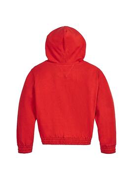 Sweatshirt Tommy Hilfiger Essential Hooded Rot Mädchen