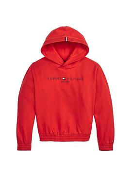 Sweatshirt Tommy Hilfiger Essential Hooded Rot Mädchen