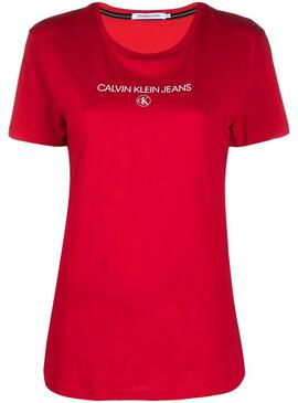 T-Shirt Calvin Klein Round Rot für Damen