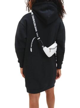 Kleid Calvin Klein Logo Hoodie Schwarz für Damen
