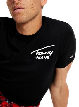 T-Shirt Tommy Jeans Stretch Schwarz für Herren