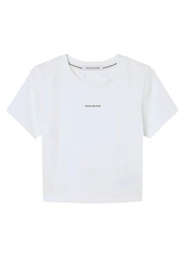 T-Shirt Calvin Klein Micro Crop Weiss für Damen