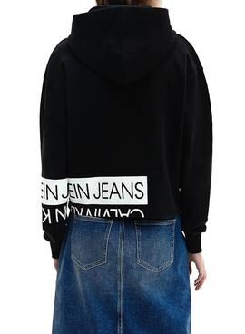 Sweatshirt Calvin Klein Mirrored Logo Schwarz Damen