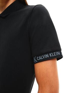 Polo Calvin Klein Logo Jacquard Schwarz für Herren