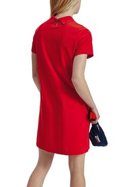 Kleid Tommy Jeans Essential Polo Rot für Damen