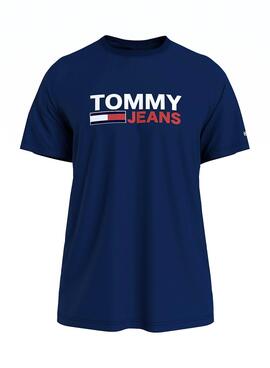 T-Shirt Tommy Jeans Corp Logo Marineblau für Herren