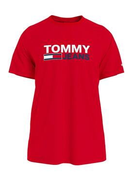 T-Shirt Tommy Jeans Corp Logo Rot für Herren