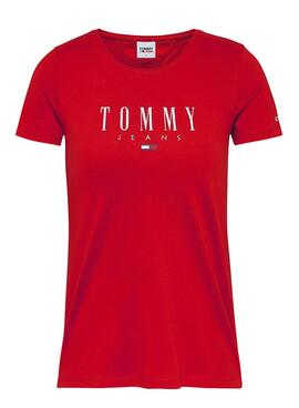 T-Shirt Tommy Jeans Essential Logo Rot Damen