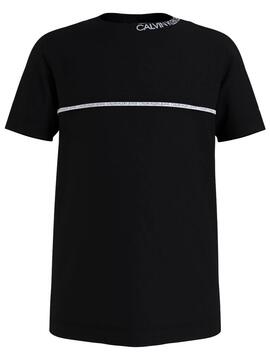 T-Shirt Calvin Klein Logo Piping Schwarz für Junge