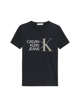 T-Shirt Calvin Klein Hybrid-Logo Schwarz für Junge