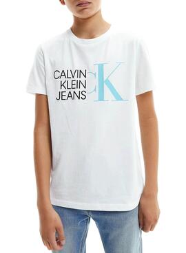 T-Shirt Calvin Klein Hybrid-Logo Weiss für Junge