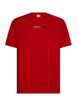 T-Shirt Tommy Jeans Linear Logo Rot für Herren