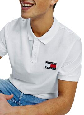 Polo Tommy Jeans Badge Weiss für Herren