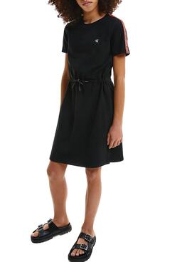 Kleid Calvin Klein Tape Sleeve  Schwarz für Mädchen