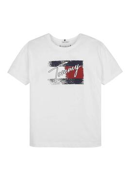 T-Shirt Tommy Hilfiger Flag Print Weiss Mädchen