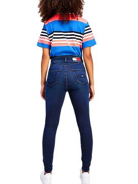 T-Shirt Tommy Jeans Boxy Crop Blau für Damen
