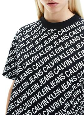 Kleid Calvin Klein Logo Aop Schwarz für Damen