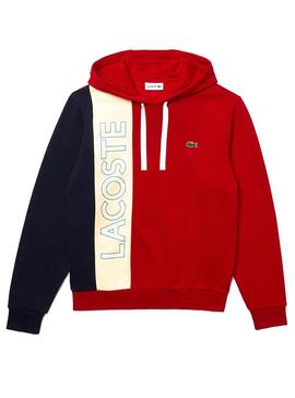 Sweatshirt Lacoste Color Block Rot für Herren