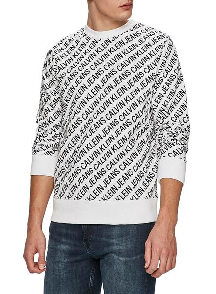 Sweatshirt Calvin Klein Diagonal Logo Weiss Herren 