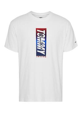T-Shirt Tommy Jeans Vertical Front Logo Weiss