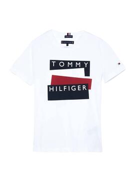 T-Shirt Tommy Hilfiger Sticker Weiss für Junge