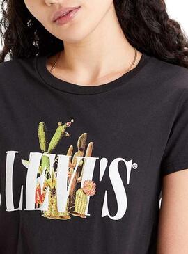 T-Shirt Levis Cactus 90S Serifenlogo Schwarz Damen