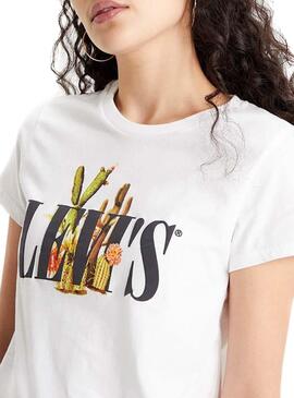 T-Shirt Levis Cactus 90S Serifenlogo Weiss Damen