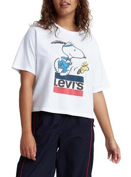 T-Shirt Levis Snoopy Torch Boxy Weiss für Damen