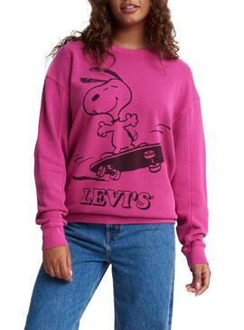 Sweatshirt Levis Snoopy Unbasic Rosa für Damen