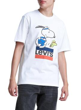 T-Shirt Levis Snoopy Logo Weiss Entspannt Herren