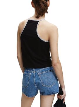 Top Calvin Klein Jeans Trim Logo Schwarz für Damen