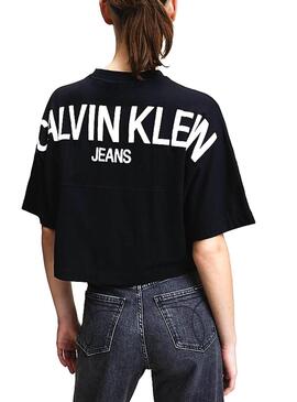 T-Shirt Clavin klein Jeans Zurück Logo Schwarz Damen