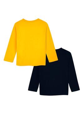 Stellen Sie 2 T-Shirts Mayoral Marine Blau und Gelb Child ein