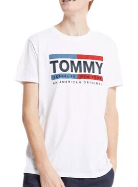 T-Shirt Tommy Jeans Box Logo Weiss für Herren