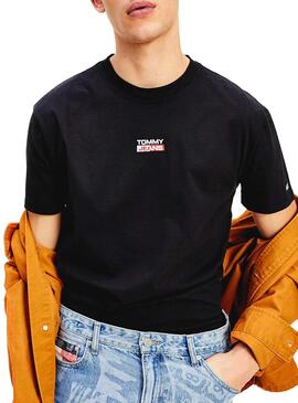 T-Shirt Tommy Jeans Small Logo Schwarz für Herren
