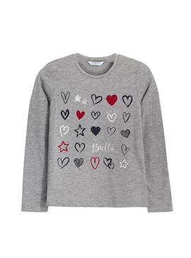 T-Shirt Mayoral Herzen Grau für Mädchen