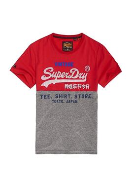 T-Shirt Superdry Tri Panel Rot Herren