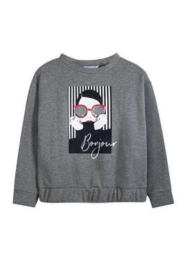 Sweatshirt Mayoral Bonjour Grau für Mädchen