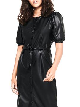 Kleid Only Rachel Kunstleder Schwarz Damen